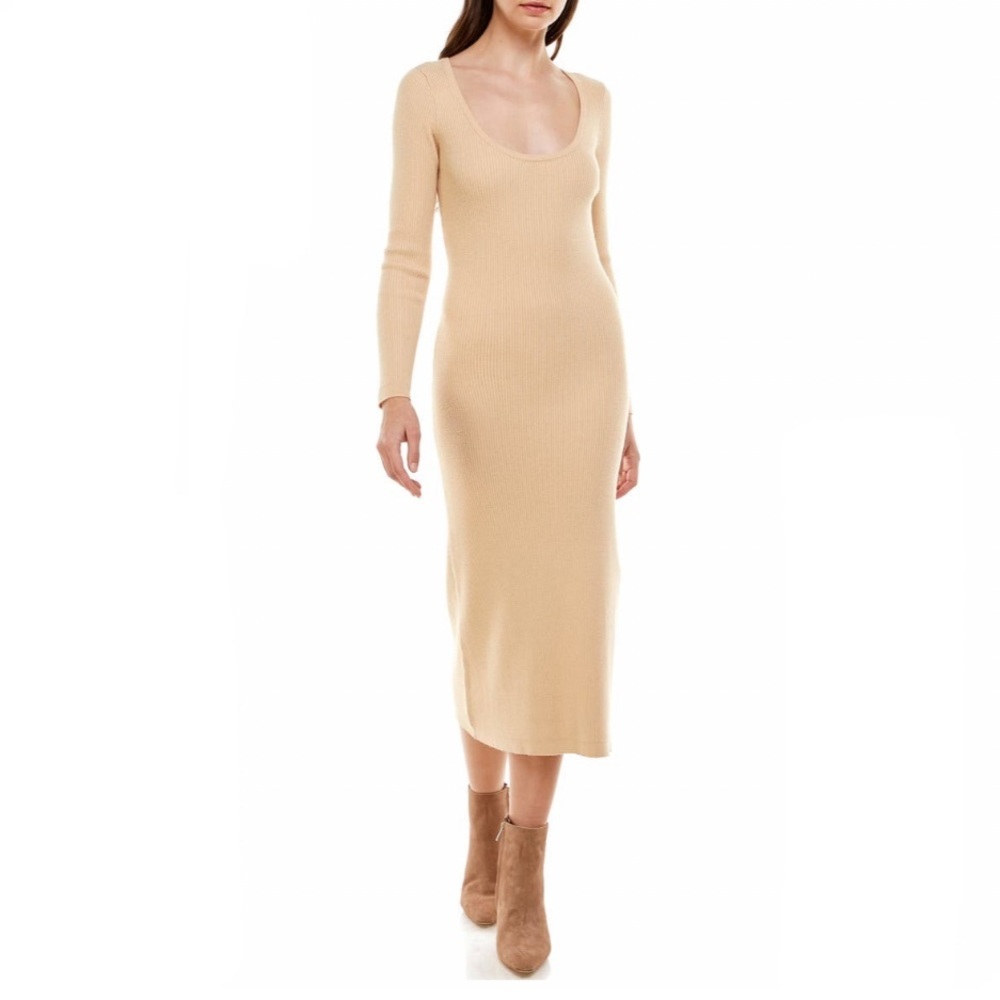 WAYF Scoop Neck Long Sleeve Midi Dress‎ | Walker